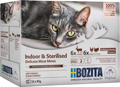 [BZ36551] Bozita Feline Pouch Indoor MP Meat in sauce (12 x 85 gr.)